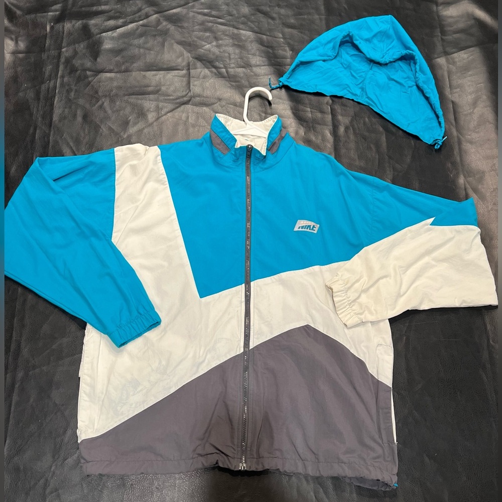 Nike Teal and Gray Windbreaker Jacket (90’s Windbreaker)